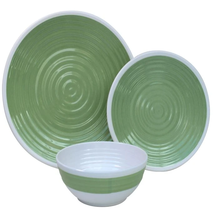 Outdoor Revolution Premium 12pc Melamine Plate And Bowl Set Pastel Lime 2 Outdoor Revolution Premium 12pc Melamine Plate And Bowl Set Pastel Lime - Image 2