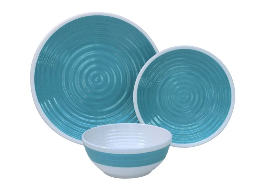 Outdoor Revolution Premium 12pc Melamine Plate And Bowl Set Pastel Blue 2 Outdoor Revolution Premium 12pc Melamine Plate And Bowl Set Pastel Blue - Image 2